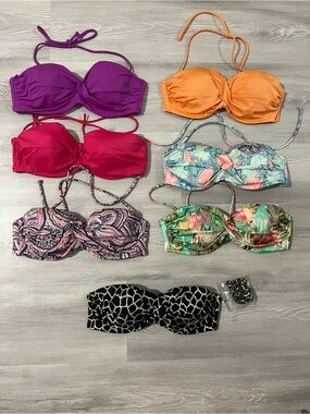 NWOT & EUC Victorias Secret Knockout Twist front Bandeau Bikini Tops size 34C